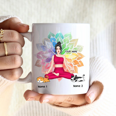 89Customized Life is better with yoga and cats mug