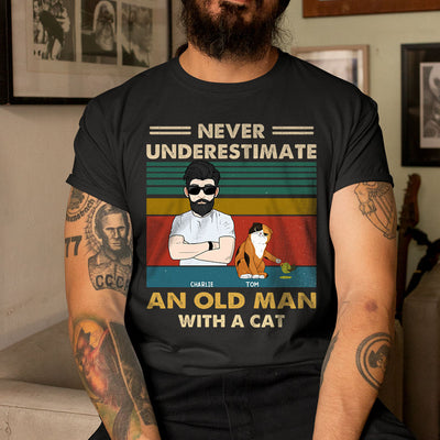 89Customized Never underestimate an old man with his cat Personalized Shirt