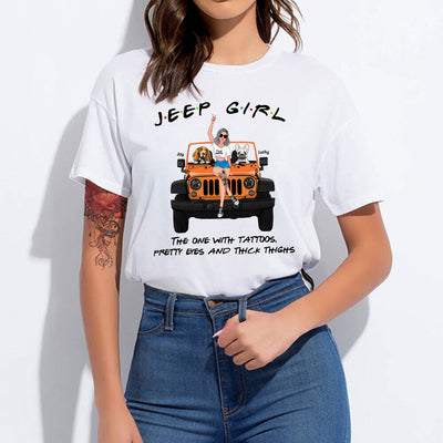 89Customized Jeep Girl With Tattoos, Pretty Eyes And Thick Thighs Personalized Shirt
