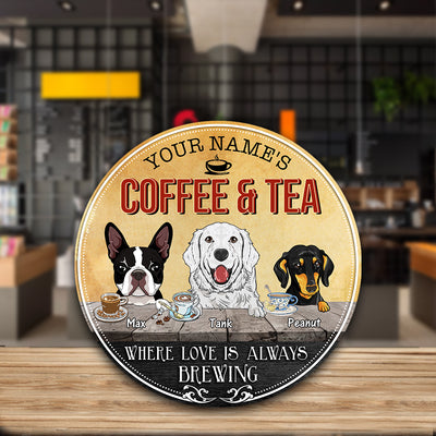 89Customized Coffee & tea bar Where love is always brewing Customized Wood Sign