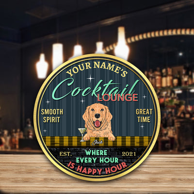 89Customized Cocktail and Dog every hour is happy hour Customized Wood Sign