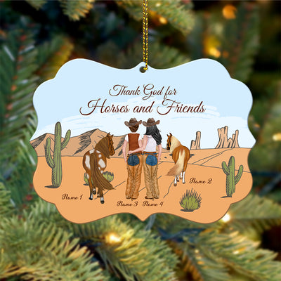 89Customized Thank God For Horses And Friends Western Girls Personalized One Sided Ornament