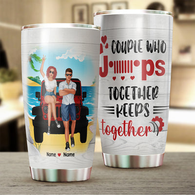 89Customized The Couple Who Jeeps Together Keeps Together Personalized Tumbler