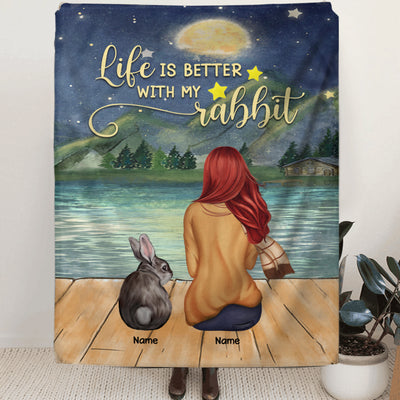 89Customized Life is better with my rabbits Rabbit Lovers Personalized Blanket