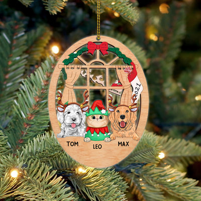 89Customized Christmas Window Cat Dog Personalized Ornament