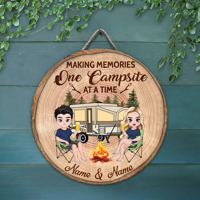 89 Customeized Making memories one campsite at a time Doll Camping Couple Ver.5 Personalized Wood Sign