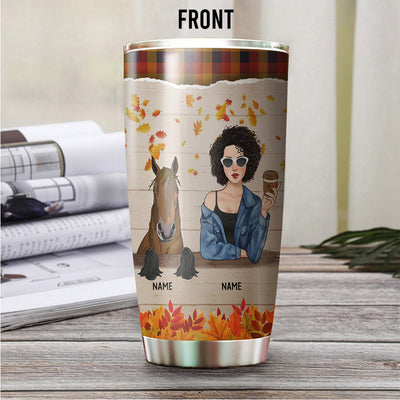 89Customized Just A Girl Who Loves Her Horses And Fall Personalized Tumbler