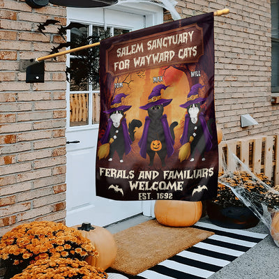 89Customized Salem Sanctuary For Wayward Cats Ferals And Familiars Welcome Personalized Garden Flag