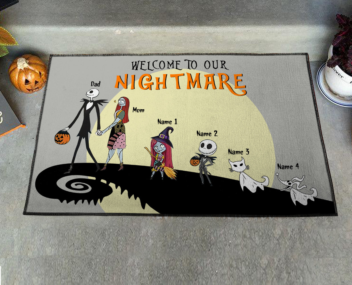 89Customized Welcome to our nightmare 2 personalized doormat