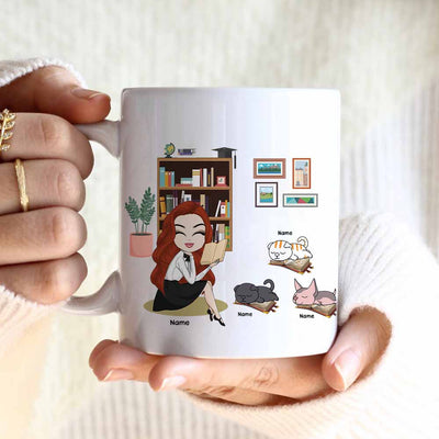 89Customized yes I really do need all these cats and books Mug