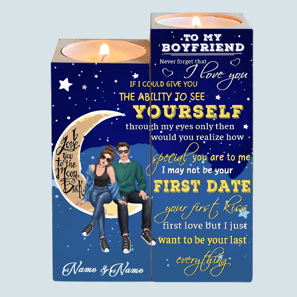 89Customized I want all of my last to be with you Gift for Him Gift for Her Love Couple Personalized Candle Holder