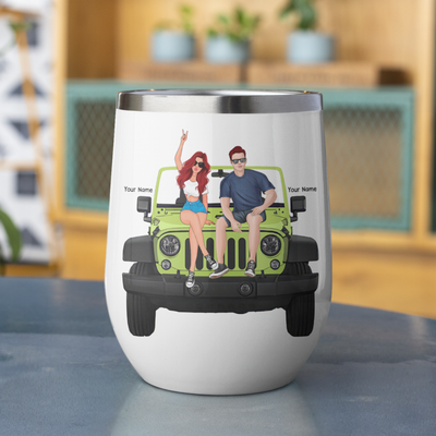 89Customized Let The Adventure Begin Jeep Couple Personalized (No straw included) Wine Tumbler