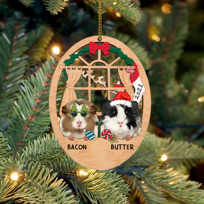 89Customized Christmas Window Guinea Pig Personalized One Sided Ornament