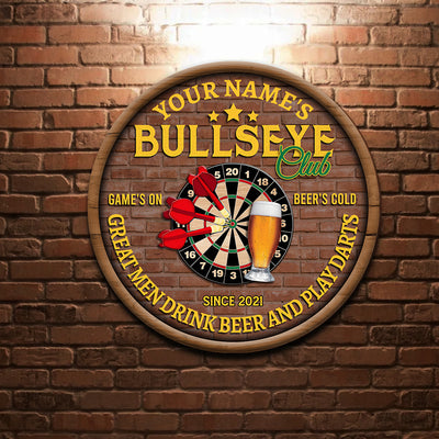 89Customized Bullseye club dart and beer Wood Sign