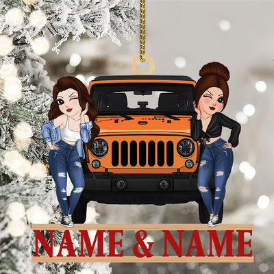 89Customized Jeep Besties Personalized One Sided Ornament