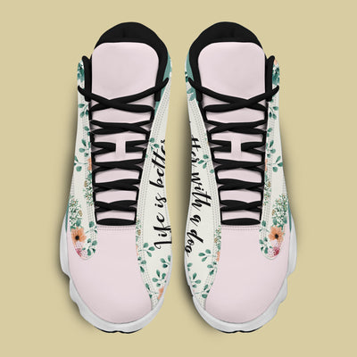 89Customized Life is better with a dog tropical pattern Customized White Air JD13 Shoes