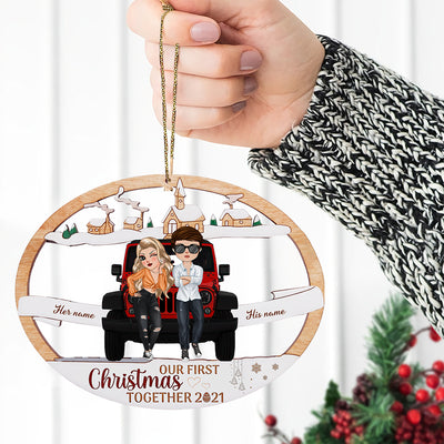 89Customized Our first christmas together Jeep couple Customized Ornament