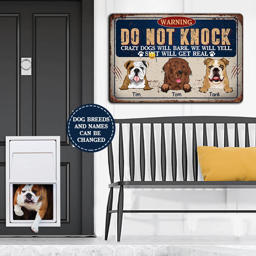 89Customized Do Not Knock Funny Dogs Personalized Printed Metal Sign