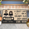 89Customized A crazy lady and a grumpy old jeep lover live here Personalized Doormat