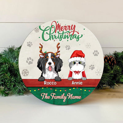 89Customized Merry Christmas Dogs Welcome Woodsign