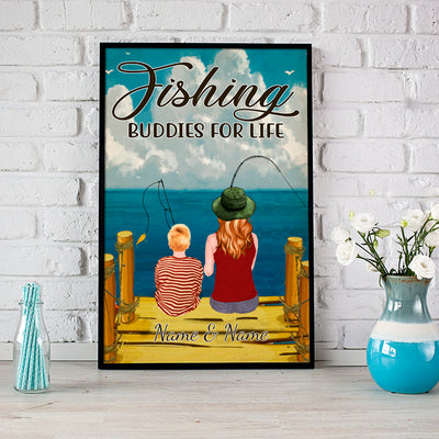 89Customized Mom and son fishing personalized poster