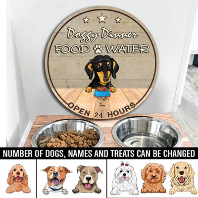 89Customized Dogs Dinner Food & Water Personalized Wood Sign