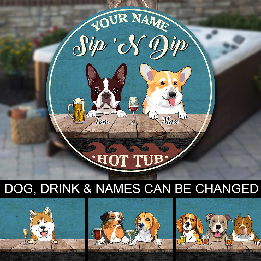 89Customized Personalized Wood Sign Hot Tub Dog Sip And Dip