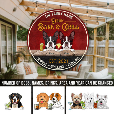 89Customized Backyard Bark & Grill Funny Personalized Wood Sign 2
