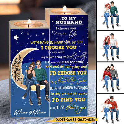 89Customized I want all of my last to be with you Gift for Him Gift for Her Love Couple Personalized Candle Holder