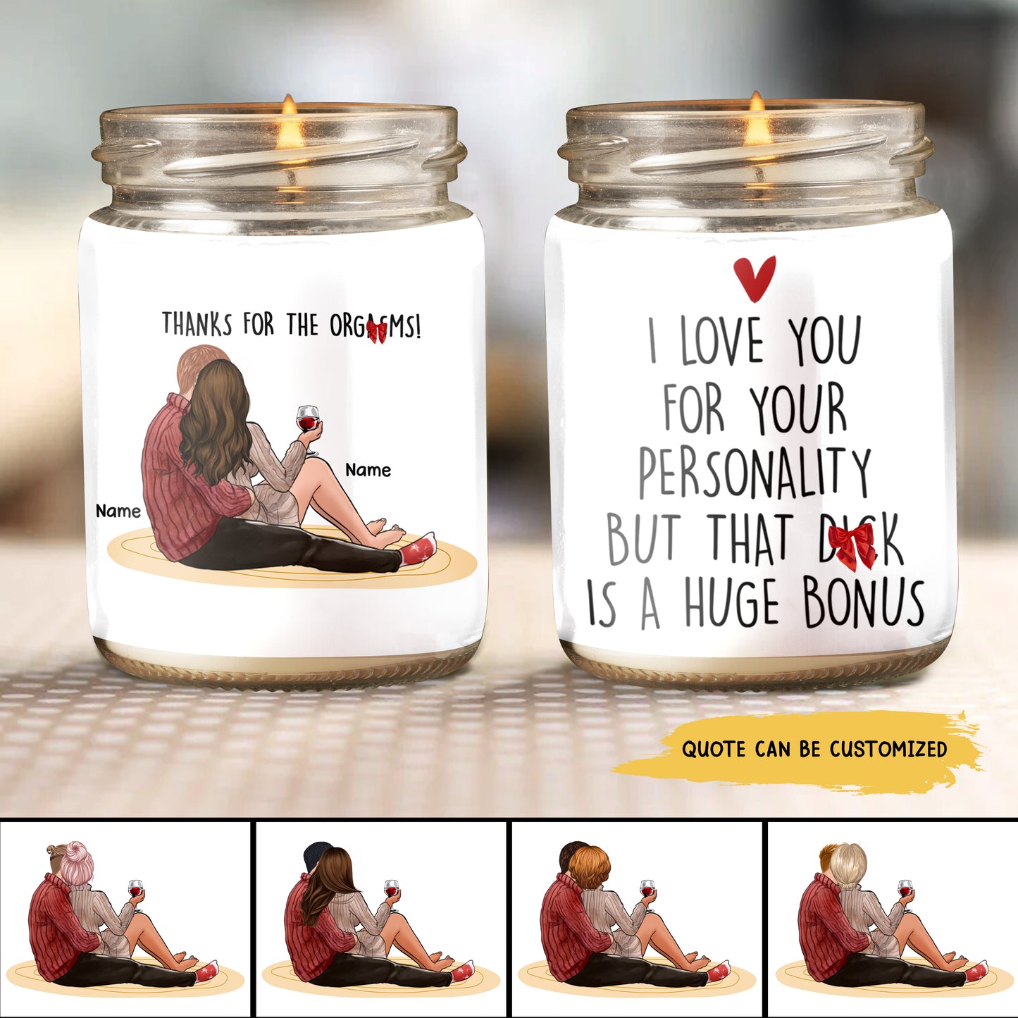 89Customized I love you with all my blah blah let's get n*ked Couple Personalized Candle