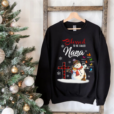 89Customized Blessed to be called Nana snowman personalized shirt