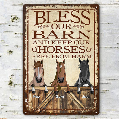 89Customized Bless Our Barn And Keep Our Horses Free From Harm Personalized Metal Sign