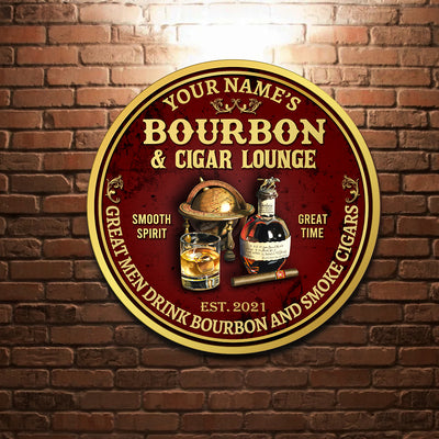 89Customized Great men drink Bourbon and smoke Cigars 5 Customized Wood Sign