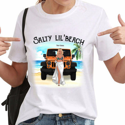 89Customized Salty Lil'beach Jeep Girl at the beach Customized Shirt
