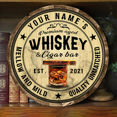 89Customized Whiskey & Cigar Bar Mellow and MildCustomized Wood Sign