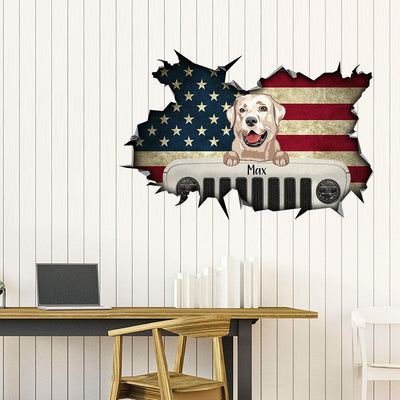 89Customized JEEP DOG AMERICAN FLAG personalized cut metal sign