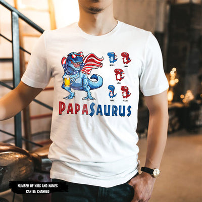 89Customized Daddysaurus 4th of July personalized shirt