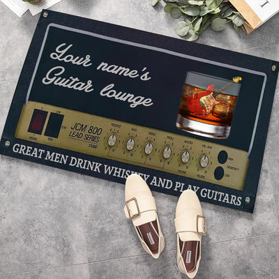 89Customized guitar lounge great men/women drink whiskey and play guitars personalized doormat