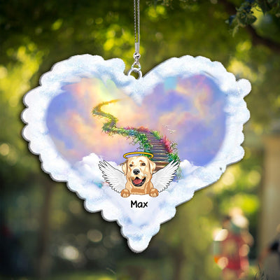 89Customized Never travel faster than your guardian angel can fly Rainbow Bridge Angel Dog Dog lovers Car Ornament 2 Sides