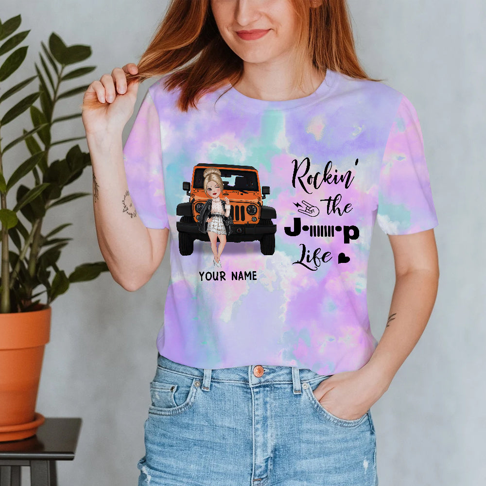 89Customized Rockin' the jeep life tie dye jeep girl Customized 3D Fullfilled Shirt