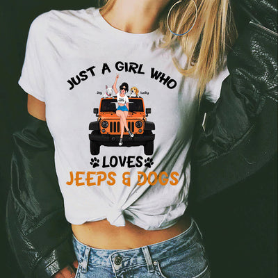 89Customized Just A Girl Who Loves Jeeps And Dogs 3 Personalized Shirt