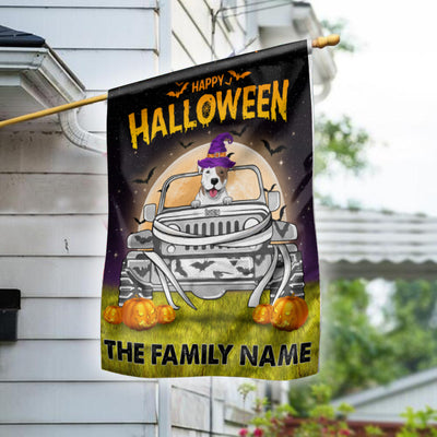 89Customized Happy Jeep-O-Ween Dogs And Cats Welcome Personalized Garden Flag