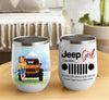 89Customized Jeep girl woman who owns a jeep and has a pure heart but a dirty mind Personalized Wine Tumbler