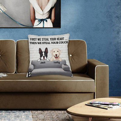 89Customized We steal your couch dog personalized pillow