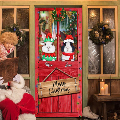 89Customized Merry Christmas Rabbit Lovers Personalized Door Cover
