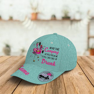 89Customized Personalized Cap Camping Flamingo Drinking Advice I Hate People