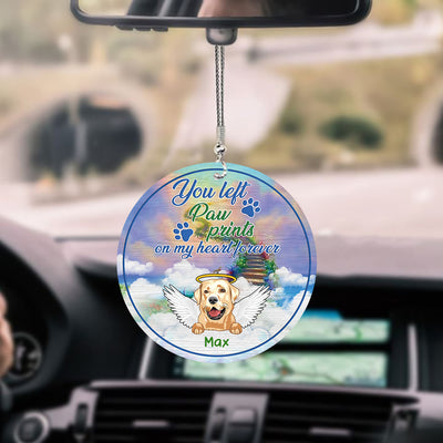 89Customized You left paw prints on my heart forever Angel Dog Dog Memorial Ornament