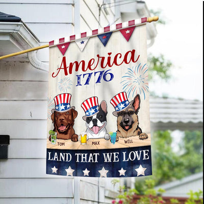 89Customized America 1776 Land that I love patriot dog Customized Garden Flag