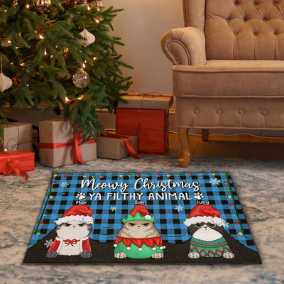 89Customized Meowy Christmas Filthy Animal Cat Lovers Personalized Doormat