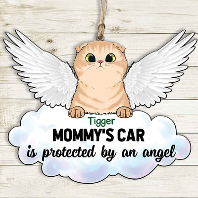 89Customized This car is protected by an angel Angel Cat Cat Memorial Ornament
